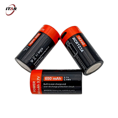 USB Charging Li Ion Rechargeable Batteries 16340 650mAh 3.6V