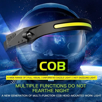 ABS Rubber COB XPE Motion Sensor Running Hiking LED Camping Headlight 350 Lumen